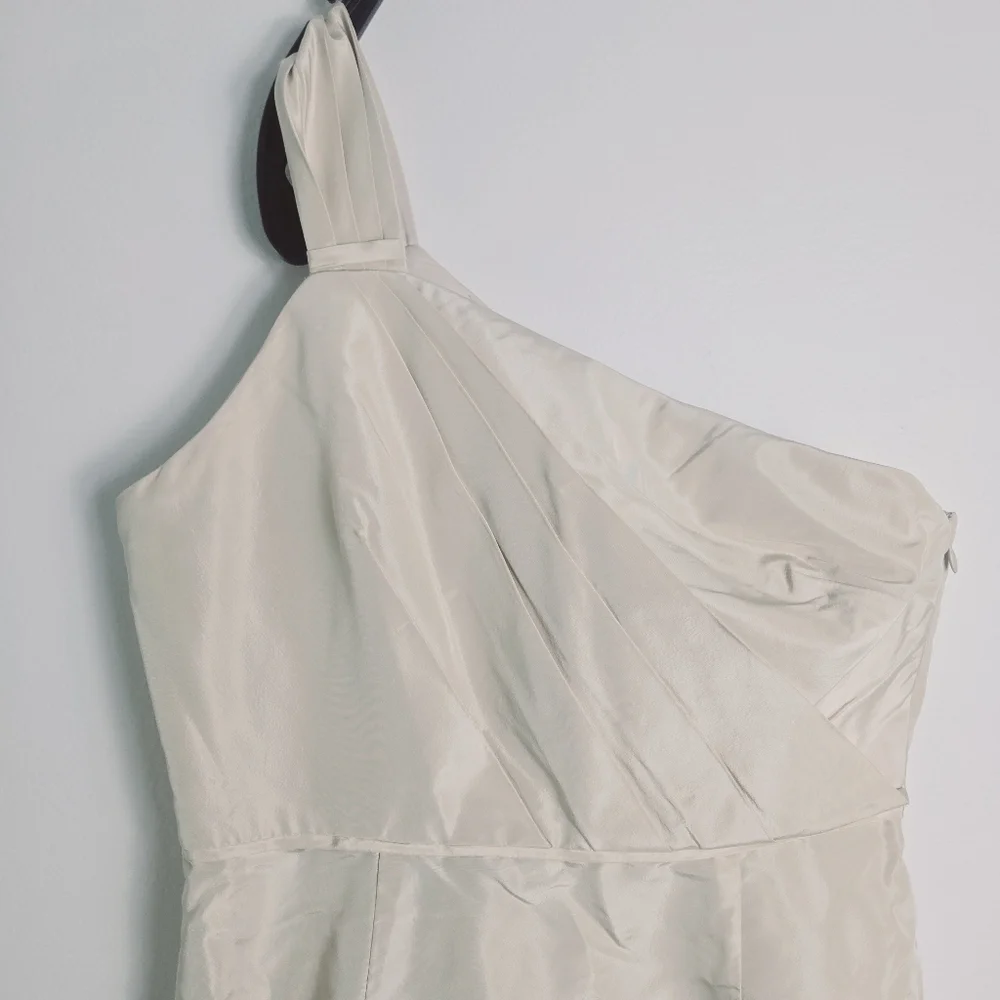 J. Crew Silk Lucienne One Shoulder Midi Cream  Dress